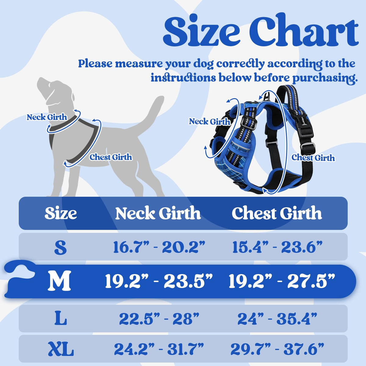 Dog Harness Medium Sized (Blue Plaid / Medium)