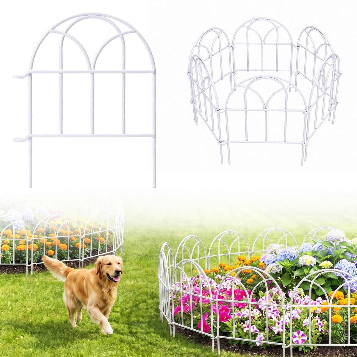 White Garden Fence Panels (White / 28 Panels - 17 in(H) X 30.33 ft(L))