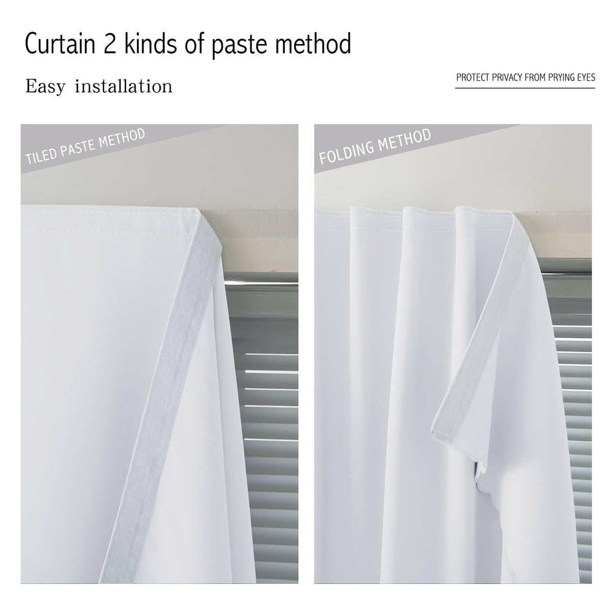 self Adhesive Curtains Portable Blackout Curtain Simple and Easy to Install Bedroom Window Thermal Lnsulated Kitchen Room Darkening Black Small Drapes (59"W x 84"L (Pack of 1) / White)