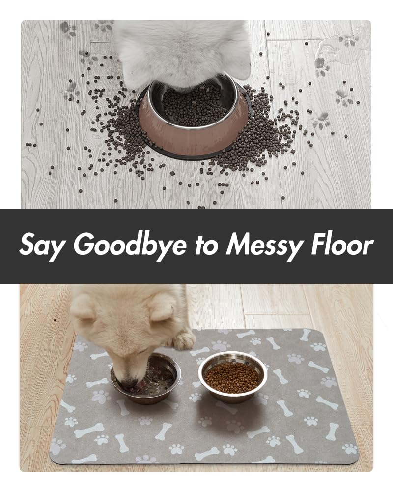 Absorbent Pet Feeding Mat (MP-GREY / 12"x19")