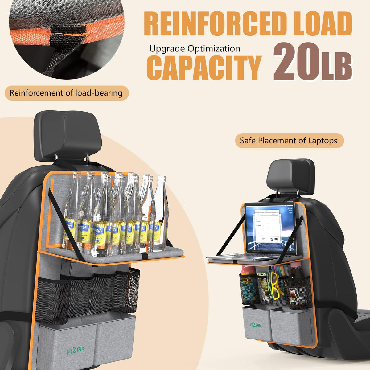 Car Backseat Organizer with Tablet Holder (Orange / 1pack)