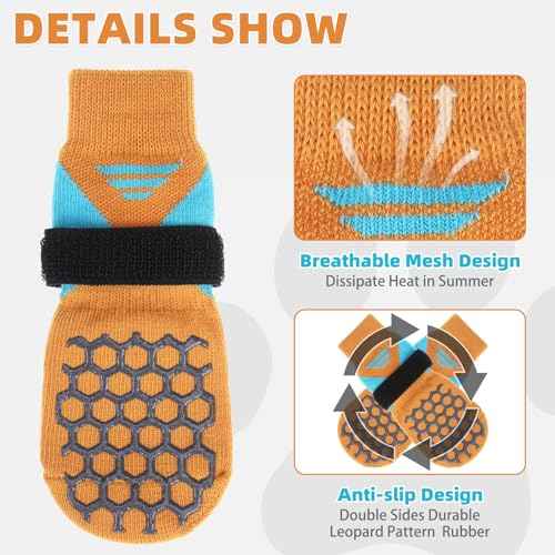 Dog Socks Shoes for Hot Pavement (Orange / X-Large(4 Pack))