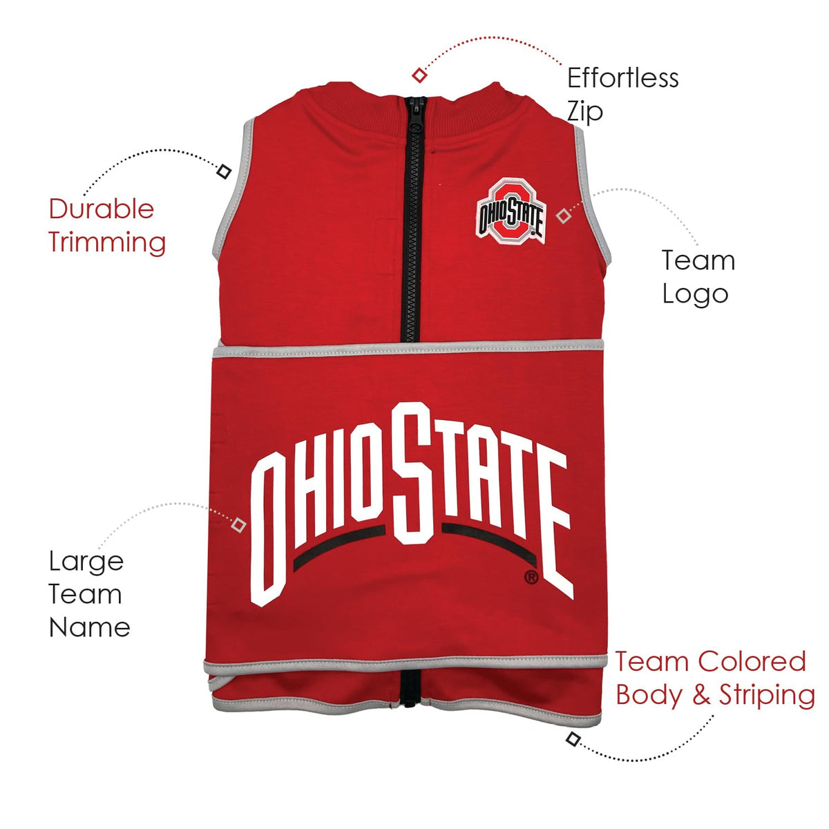 NCAA Ohio State Buckeyes Dog Anxiety Shirt Calming Soothing Vest (Large / Ohio State Buckeyes)