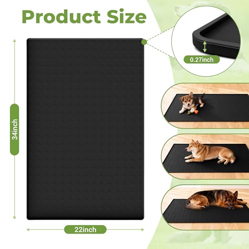 Extra Large 34x22 Inch Machine Washable Silicone Pet Food Mat (black / 34*22)