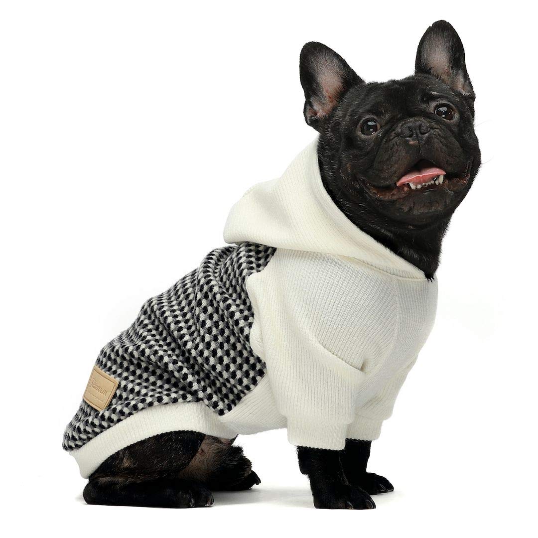 Knitted Pet Clothes Dog Sweater Hoodie Sweatshirts Pullover Cat Jackets White Large (Large / Grey)