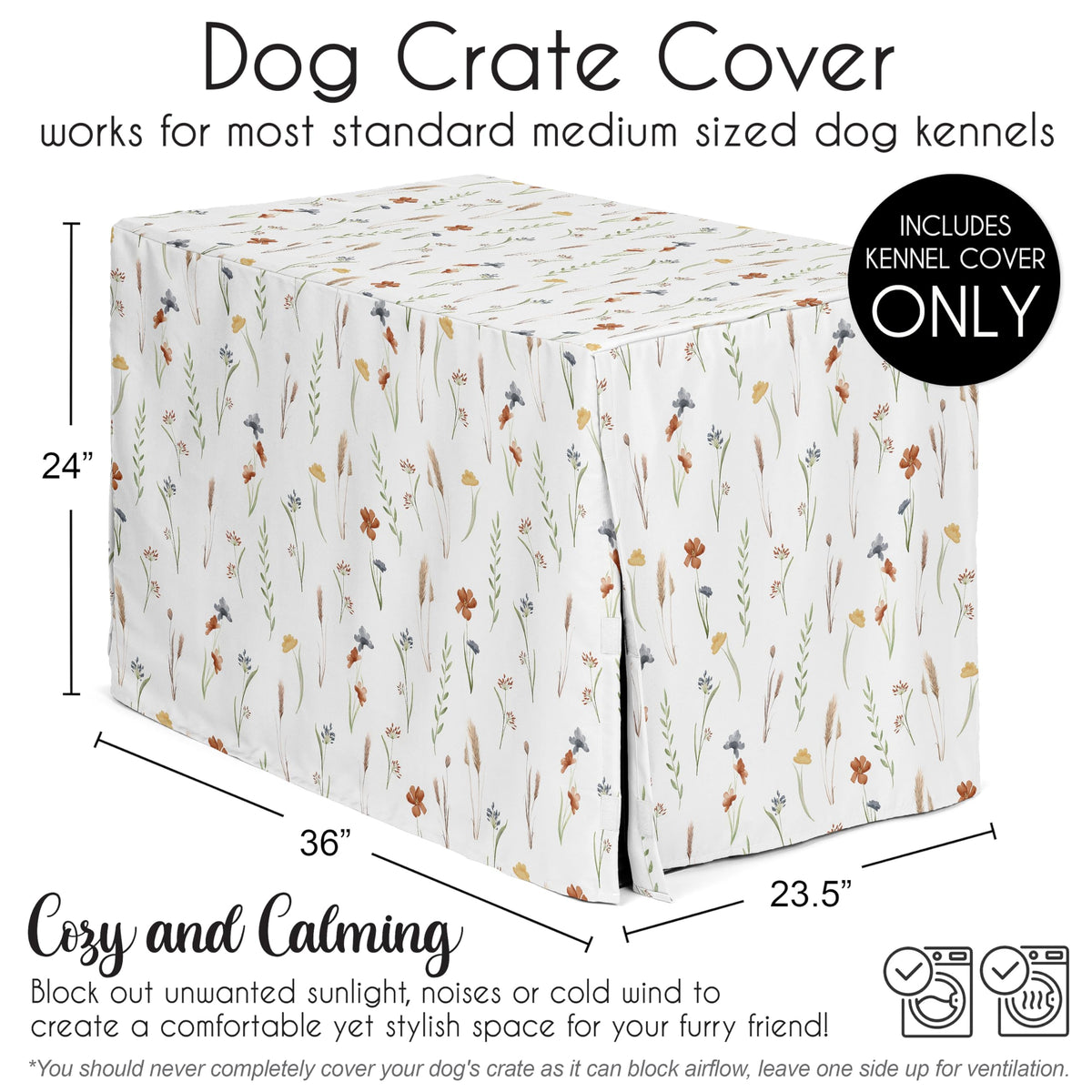 36in. Medium Dog Crate Cover (Garden Rust and Blue / 36in. x 24in. x 23.5in.)