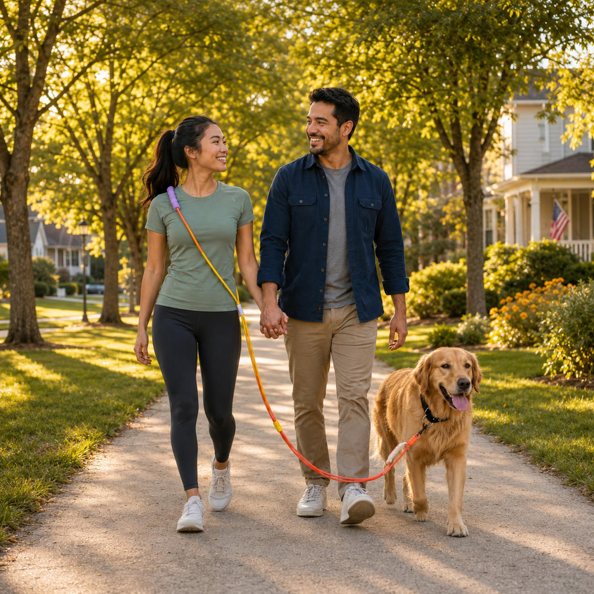 Hands Free Dog Leash (yellow-orange / 4.5 FT)