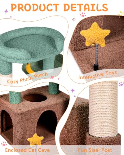 Small Cat Tree for Kittens (Olive Green / Small 30")