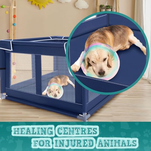 42x42 Inches Puppy Playpen with Gate (Blue / 42x42 IN)