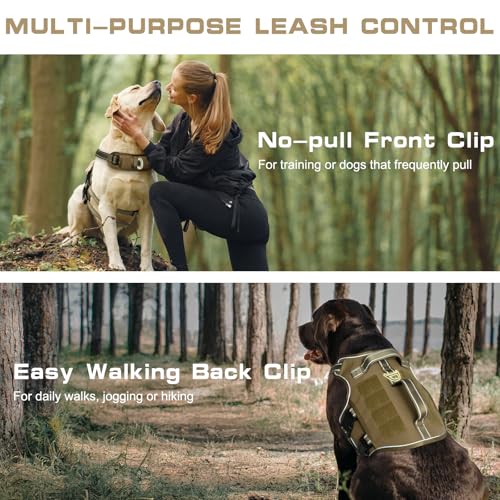 Dog Harness Medium Sized Dog (Khaki / M(Neck:17-23",Chest:22-32"),35-50 lbs)