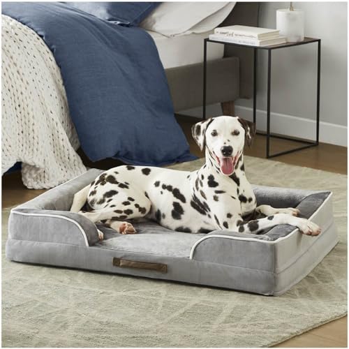 Orthopedic Dog Bed for Large Dogs (All-Foam Bolster Bed / Ally Grey / Large (35" x 25" x 6.5"))