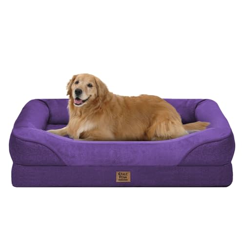 Waterproof Orthopedic Dog Bed for Large and Extra Large Dogs (Deep Purple / 42"L x 30"W x 7.5"Th)