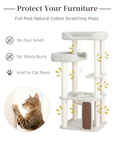 53" Cat Tree Tower for Large Cats (Gray 53'')