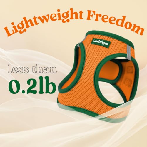 Dog Harness Small Sized and Leash Set (Orange & Dark Green / M (Chest: 16.0"-18.5"))