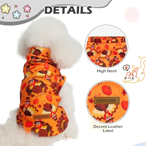 Thanksgiving Cat Sweater Warm Fleece Pet Clothes for Cats Only (Thanksgiving / Large)