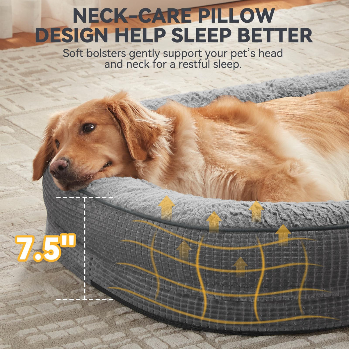 Orthopedic Dog Bed for Medium Dogs (Grey / 28"l X 23"w X 6.5"th)