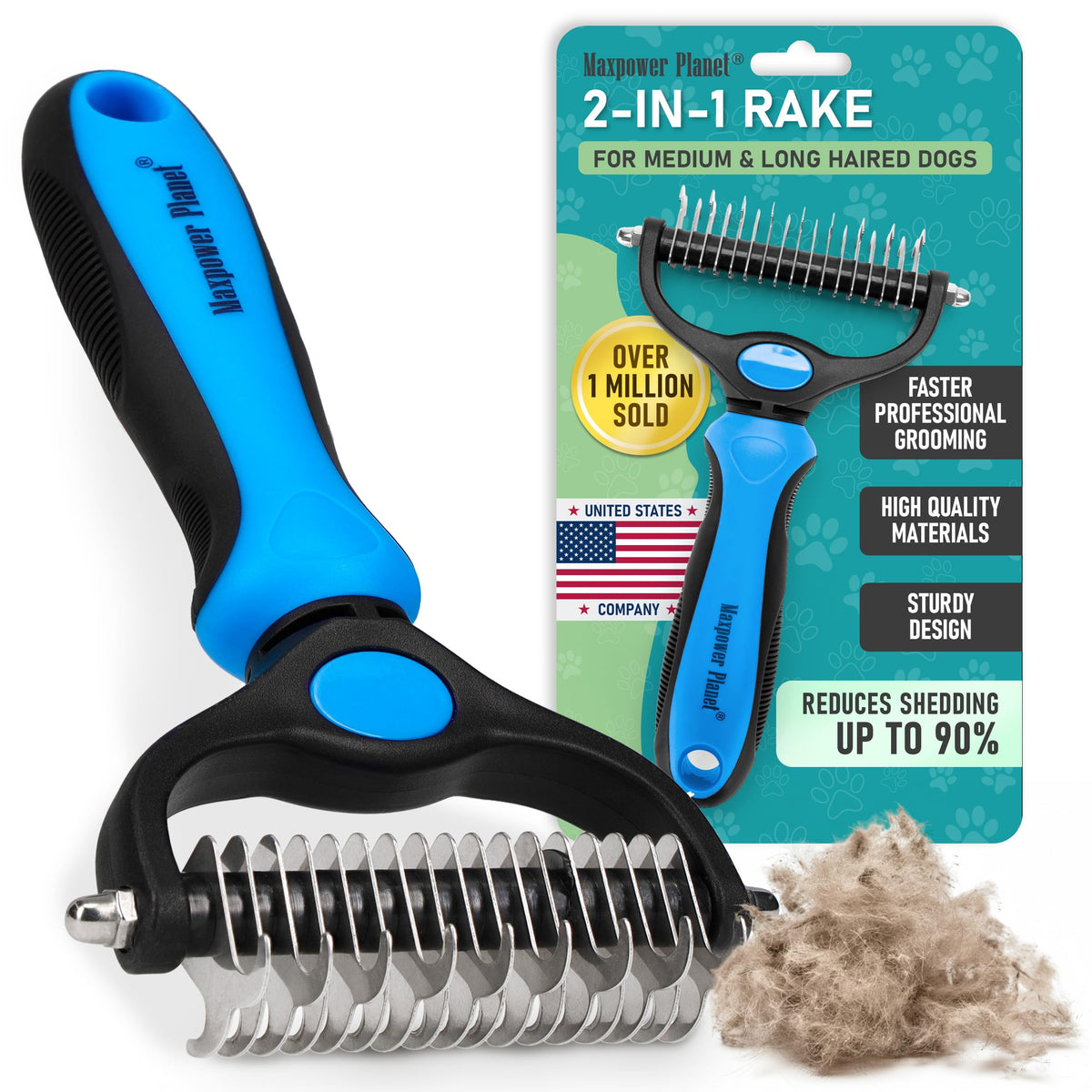 Dog Grooming Rake (Blue / Large)