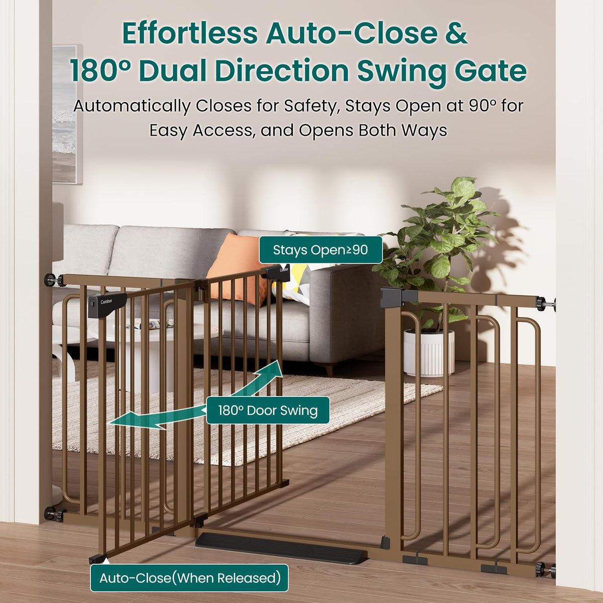 30.4 56.8" Extra Wide Baby Gate (Brown / 30.4"-56.8" W x 30.5" H)