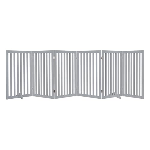 120" Extra Wide Pet Gate and Pet Playpen Combination for Dog Cat (Gray / 120"W×36"H)