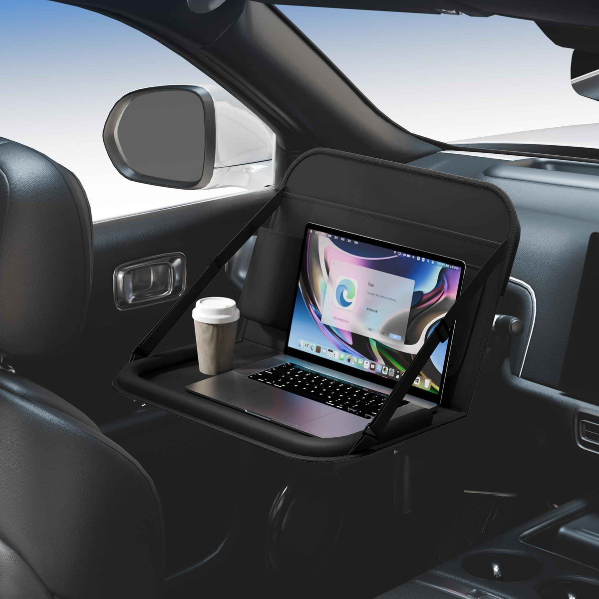 Backseat Car Organizer with Detachable Steering Wheel Tray 1 Pack (Black / 1PC)