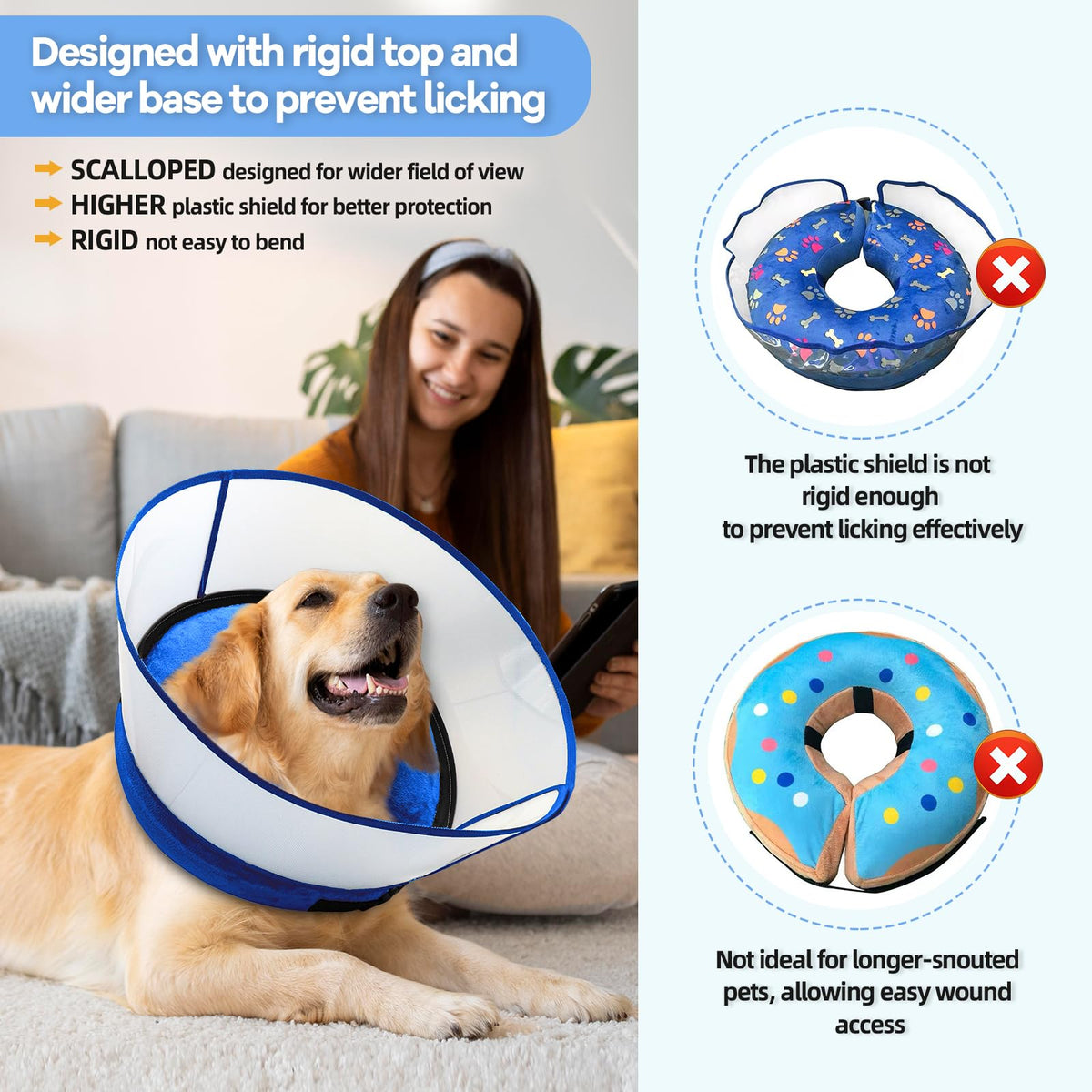 Inflatable Dog Cone Collar (XL (Neck: 18-22") / Blue)