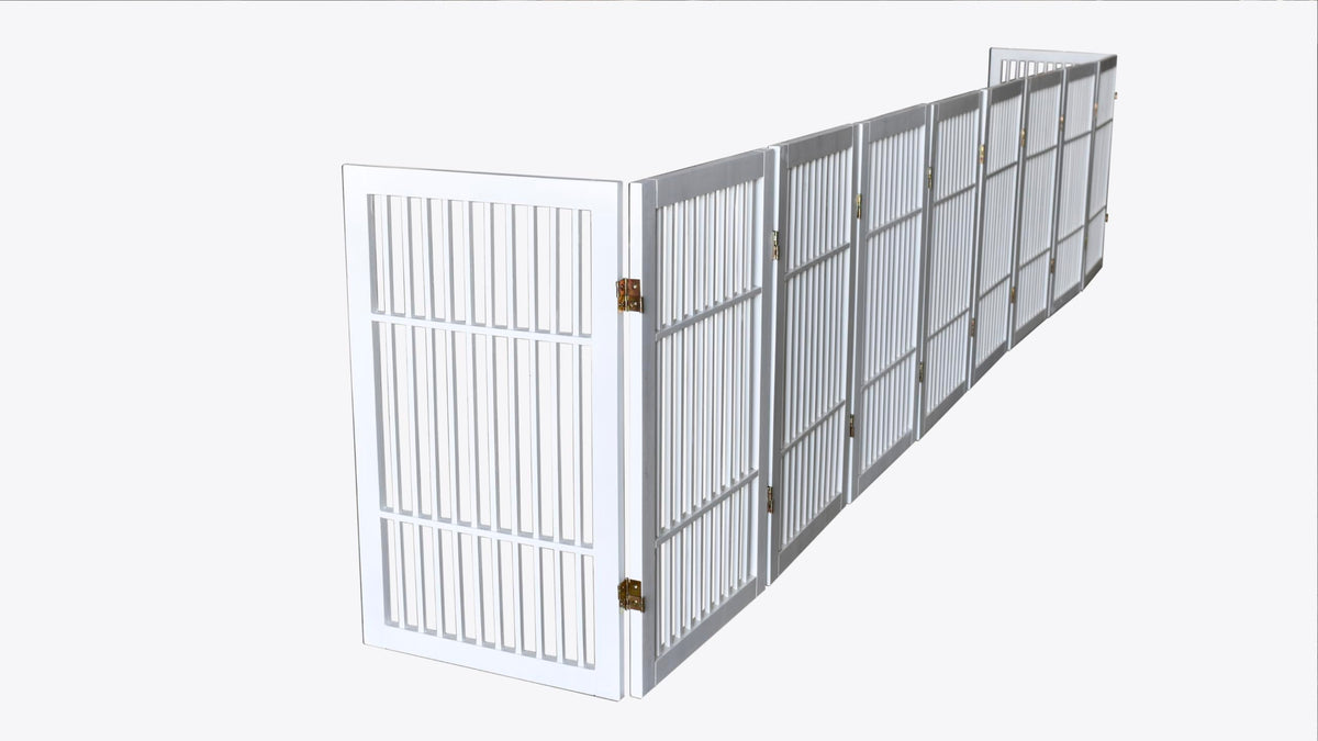 Pet Dog Gate Freestanding (10 Panel 30" Tall / White Pet Gate)