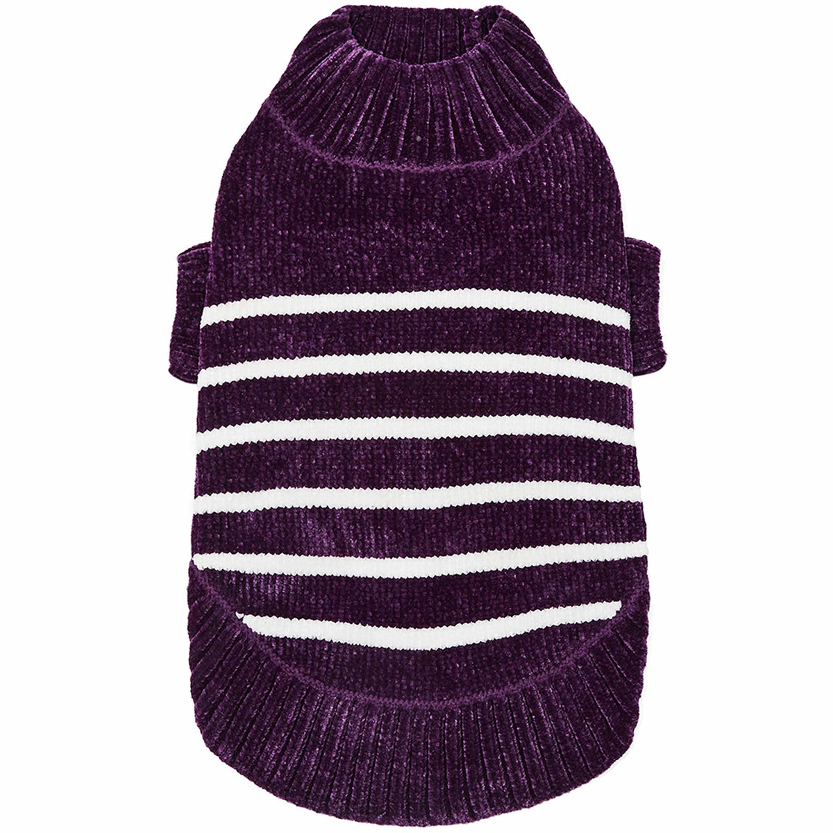 Cozy Soft Chenille Classy Striped Dog Sweater in Dark Plum (22 inch / Dark Plum)