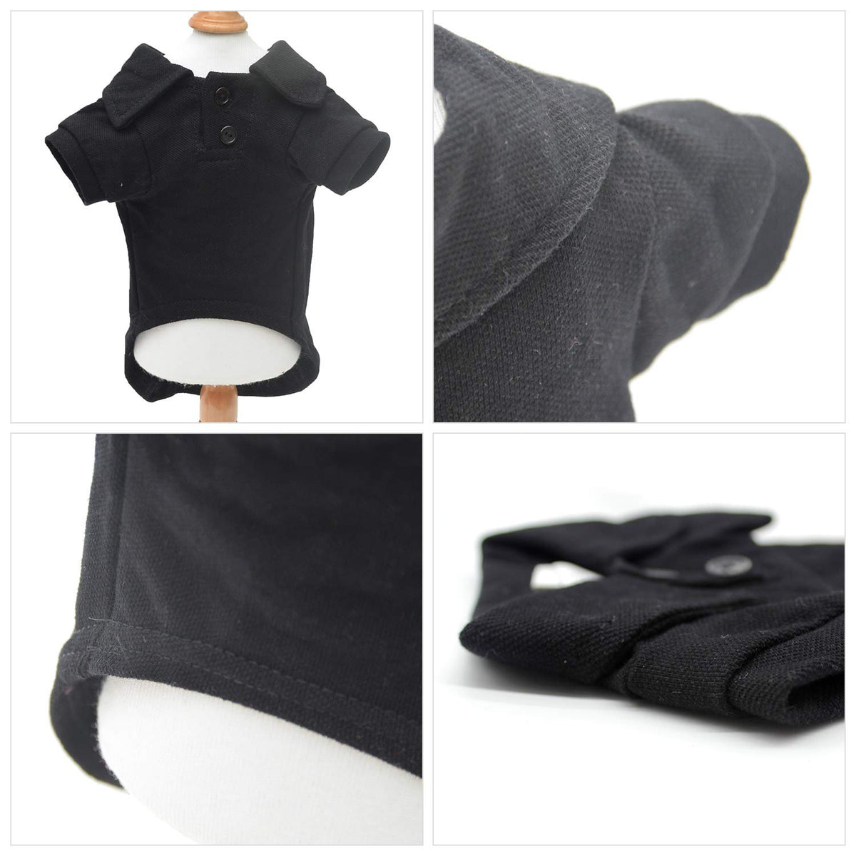 Basic Dog Polo Shirts Premium Cotton (XXXL (-75lbs) / Black)