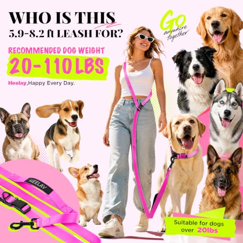 Hands Free Dog Leash (5.9-8.2 FT Rose Pink)