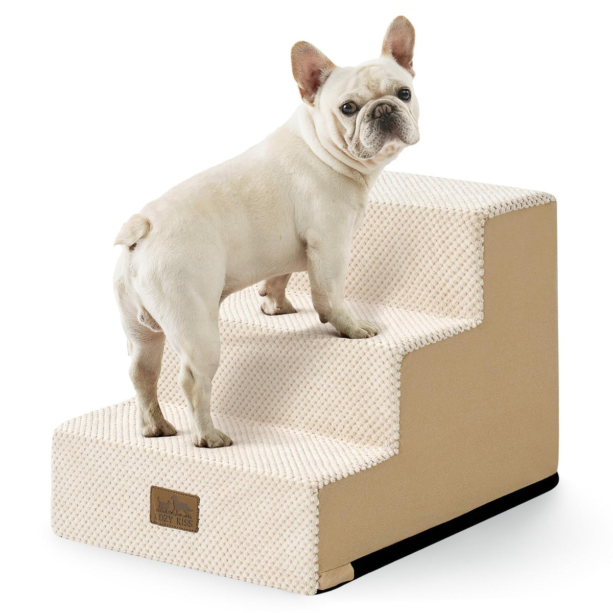 Dog Stairs for Small Dogs (Beige / 15.7x17.7x13.7 inch)