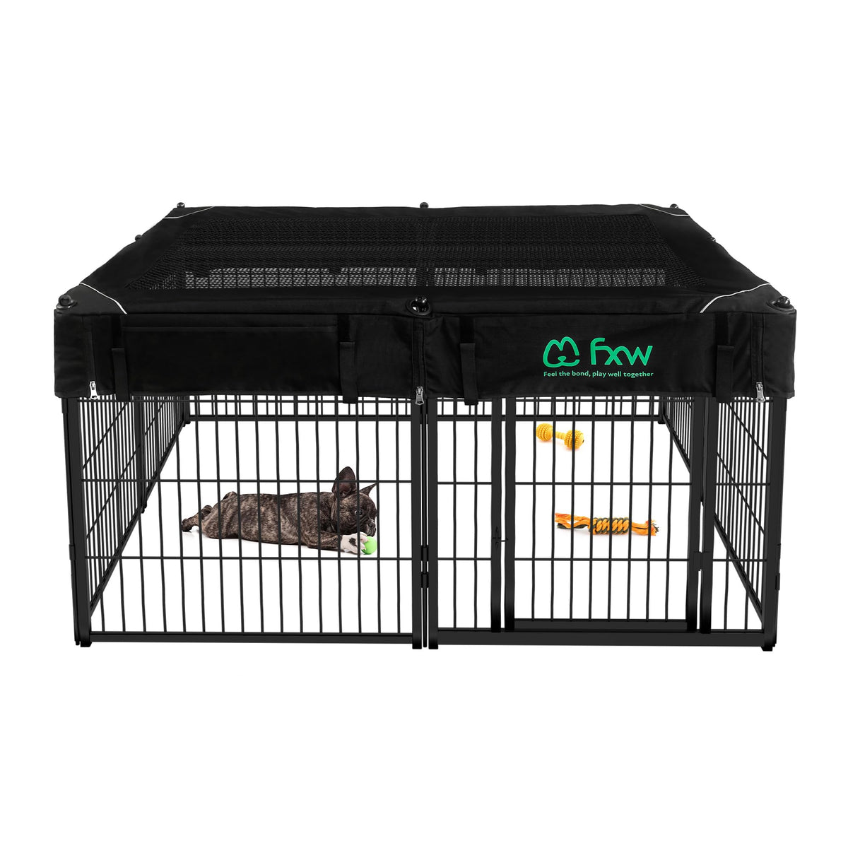 Homeplus Indoor Dog Playpen with Mesh Top Cover (Black / 24"H)