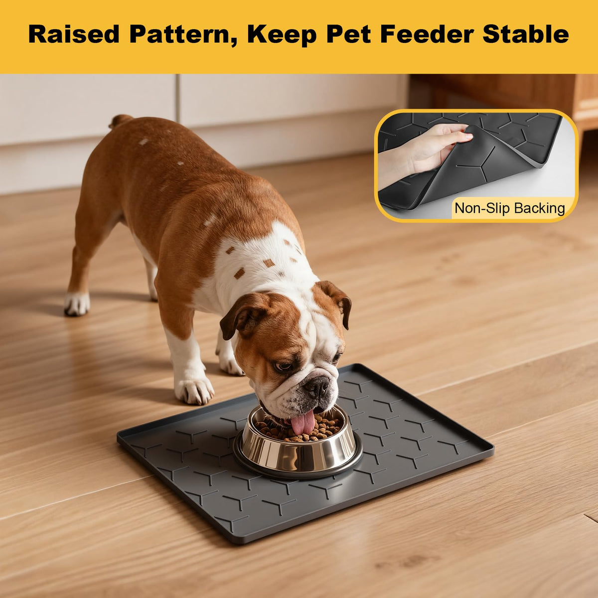 Silicone Dog Cat Food Bowl Mat (S-16''X12'' / Dark Gray)