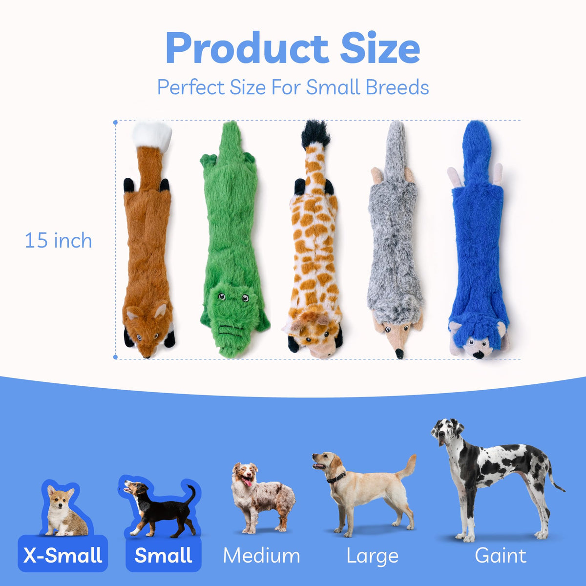 Dog Squeaky Toys No Stuffing 5 Pack (Small / Fur Plush-5 Pack)