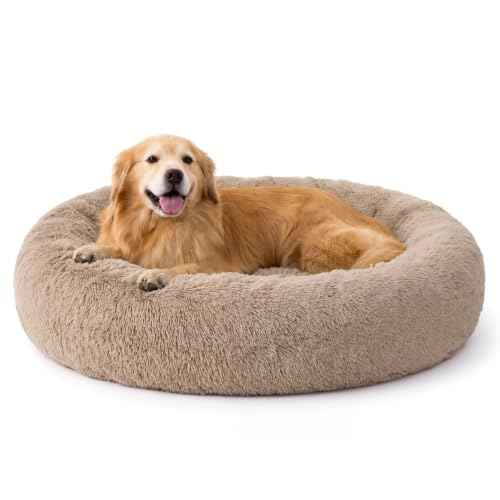 SupportMax® Calming XXL Dog Bed Extra Large Washable Pet Bed (Camel / XXL(45x45x9))