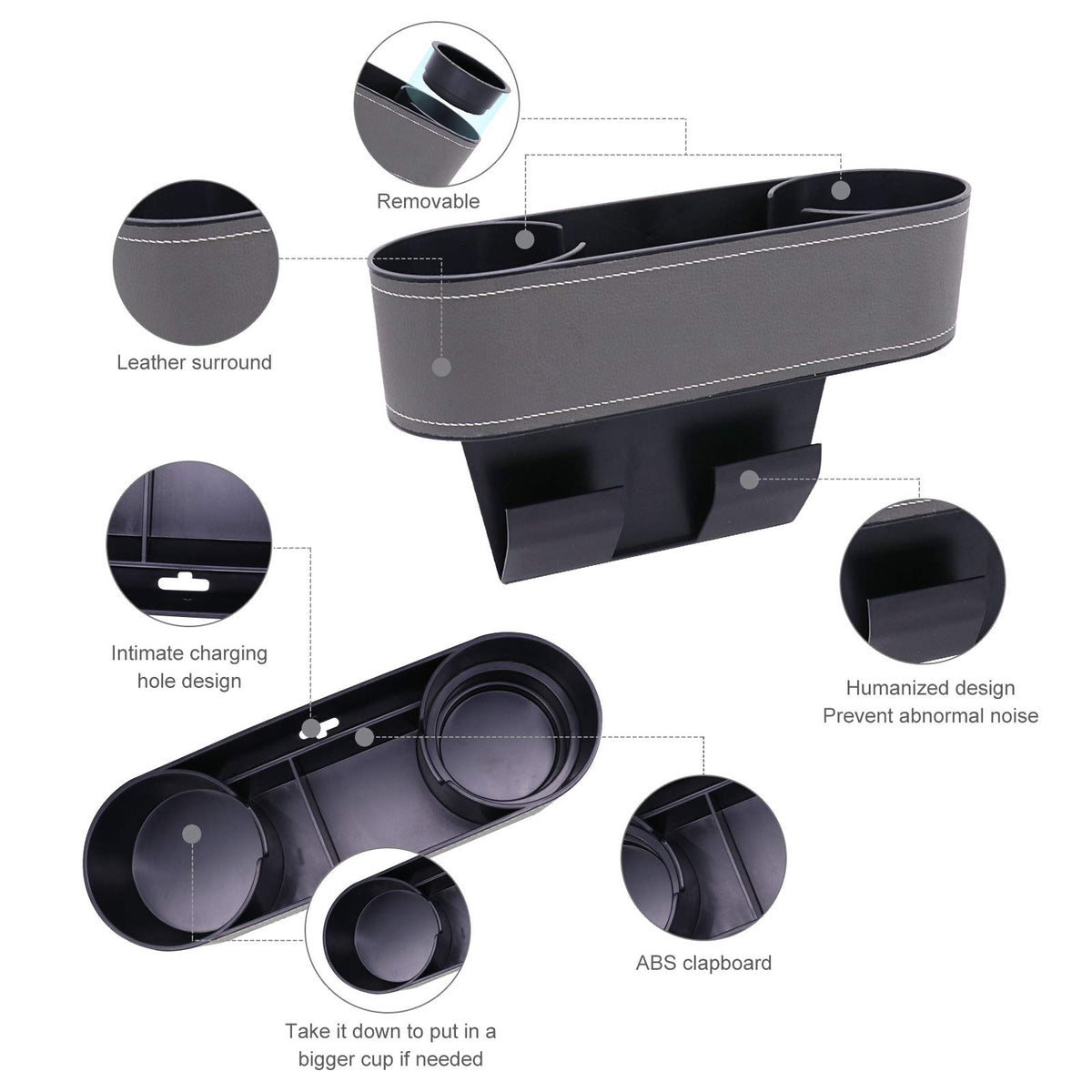 Car Seat Organizer Cup Drink Holders (UGBD-Gray)