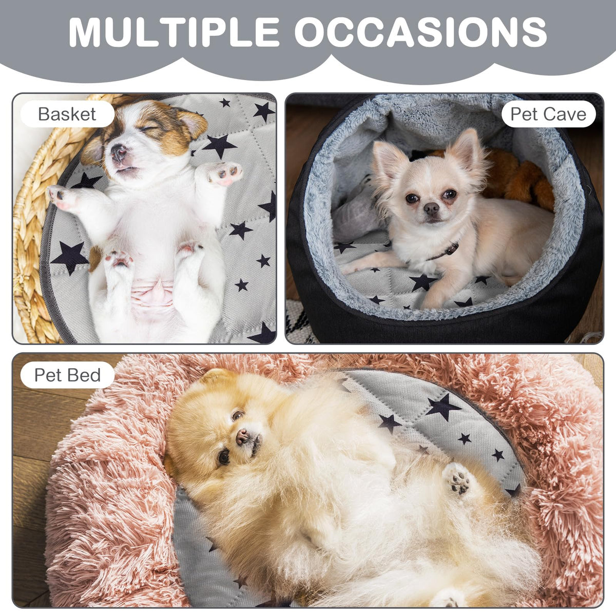 4 Pack Self Warming Cat Bed (Gray / 12'' / Round)