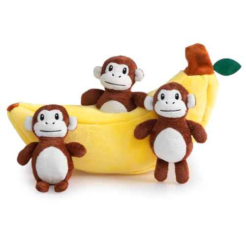 Squeaky Hide and Seek Dog Toys for Small and Medium Dogs (Monkey)