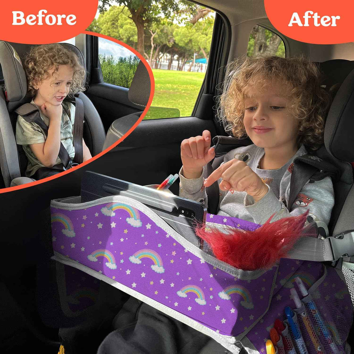 Kids Travel Tray for Car (Rainbow)
