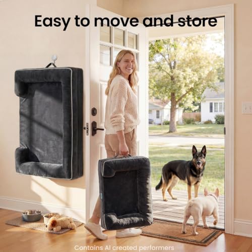 Orthopedic Large Dog Bed Couch Sofa with Memory Foam (45" x 33" x 7.5" / 03-Black)