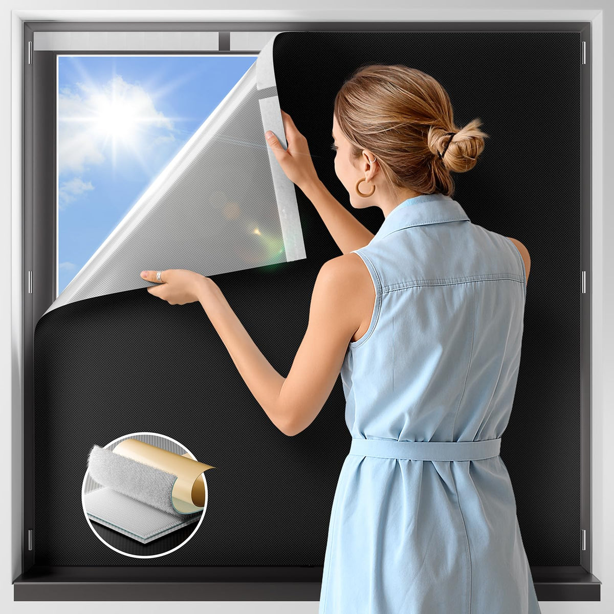 100% Blackout Window Cover 54" W x 60" L (Black / 54"W x 60" L (Pack of 1))