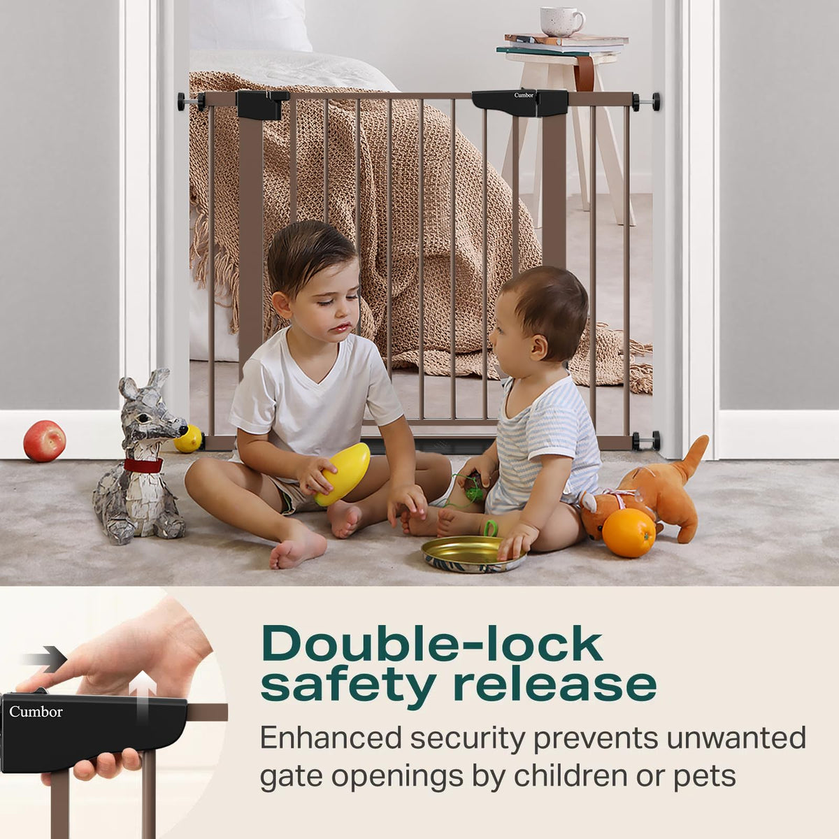 30 40.6 in Baby Gate for Stairs and Doorways (Brown / 30-40.6"W x 30.5"H)