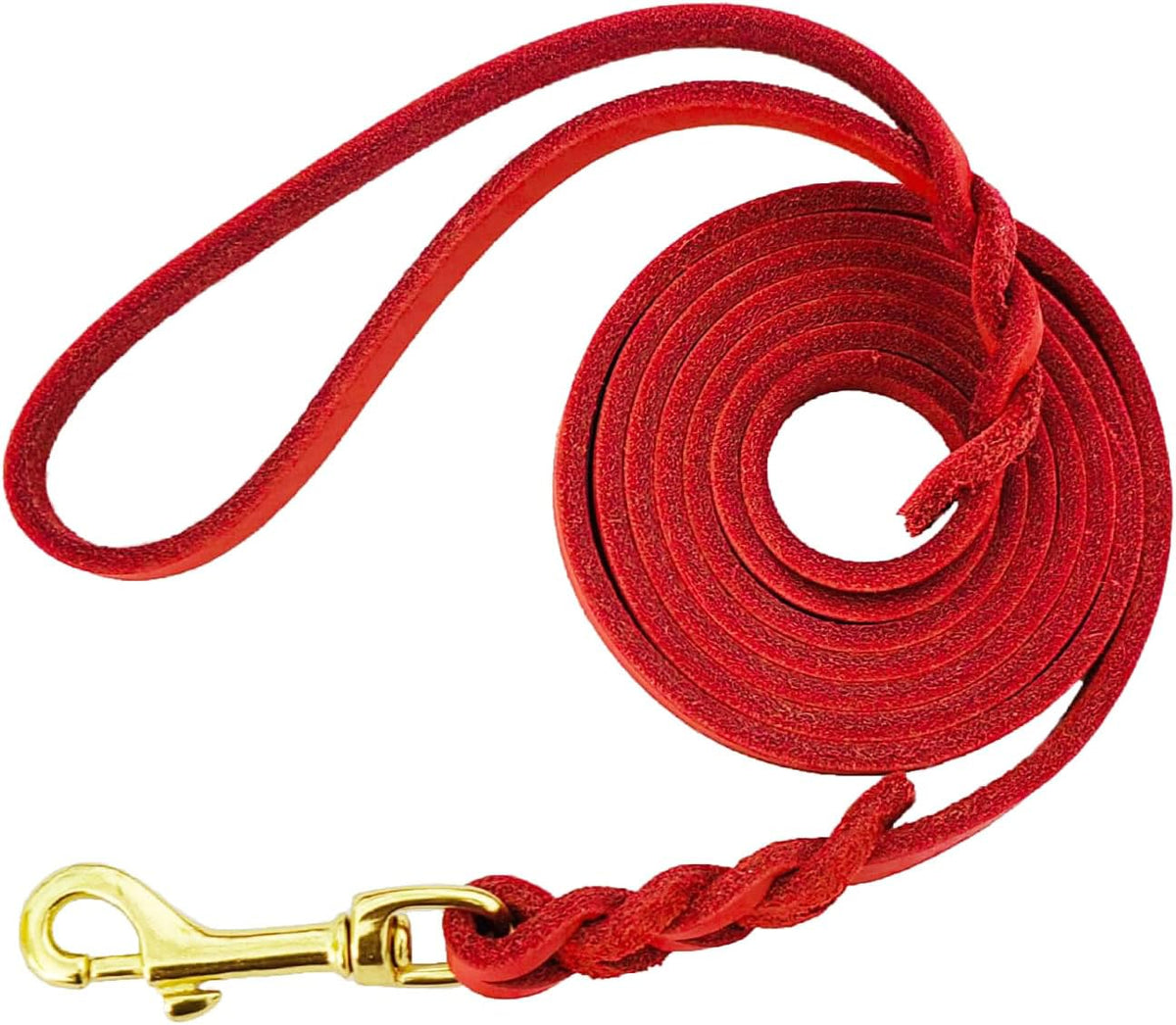 Leather Dog Leash (6 ft x 1/2 inch / Red)