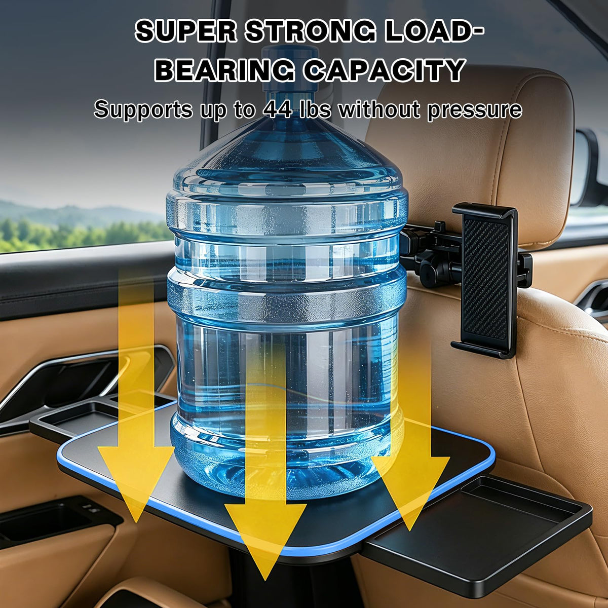 Large Car Tray Table for Back Seat with Adjustable Height (Blue)