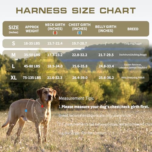 Dog Harness for Large Dogs (Desert Camo / L(Neck:18-24",Chest:25-36"),45-80 lbs)
