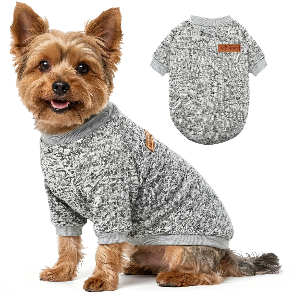 1 Pack Dog Sweater for Small Dogs Girl Boy Winter Fleece Clothes Warm Soft Dog Sweatshirt Outfit for Dogs Cats Pet Apparel (Grey / S (Back: 11.8", Chest: 15.7", 5.5-10 lbs))