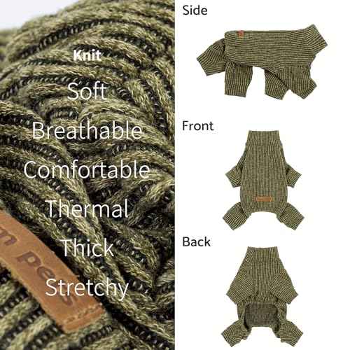 Mock Neck Knited Dog Pajamas (Large / Olive Green)