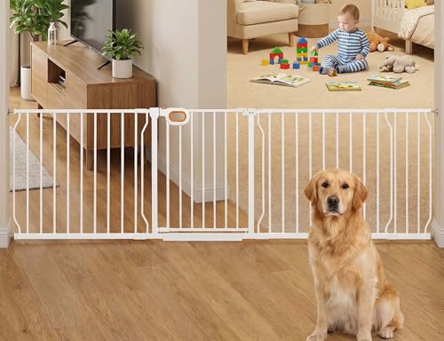 85.5 90.6 Inch Extra Wide Baby Gate for Stairs Doorways (White / 85.5-90.6inch)