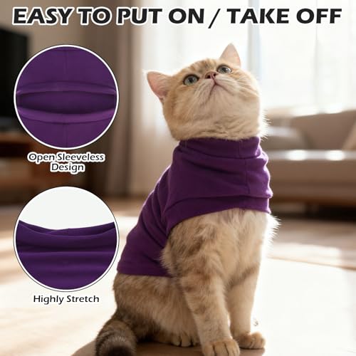 Cat Sweater Warm Fleece Pet Clothes for Cats Only (Purple / Small)