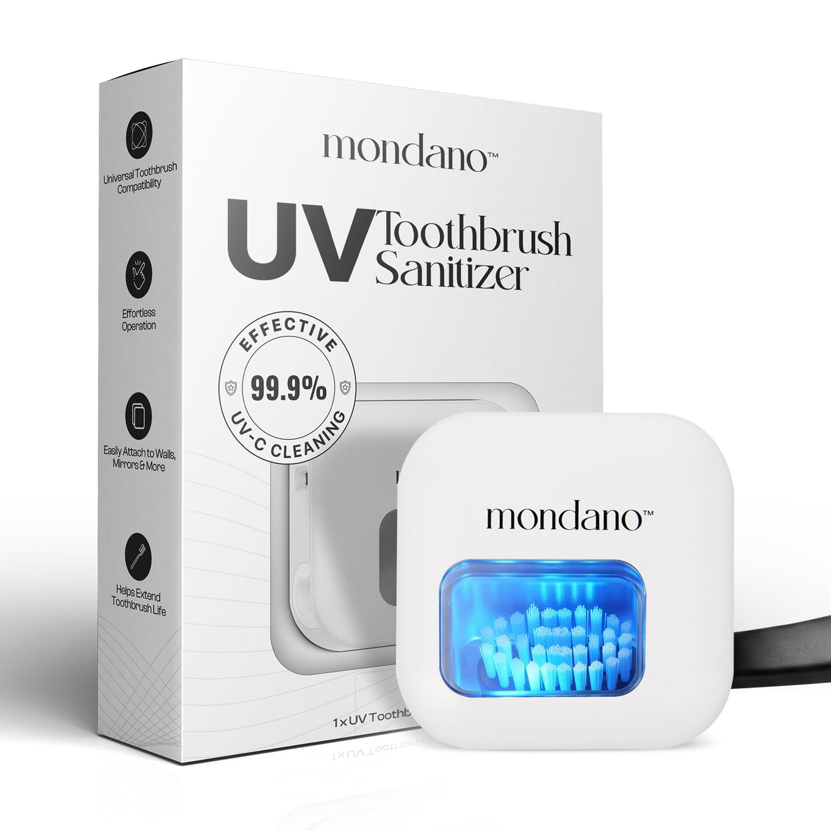 UV C Toothbrush Sanitizer and Holder (Frost White)