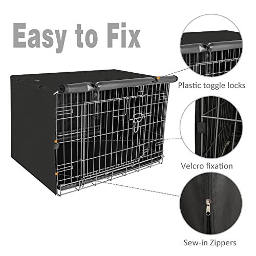 Dog Crate Cover Waterproof Kennel Cover (42.9"L x 28.3"W x 30.3"H / Black)